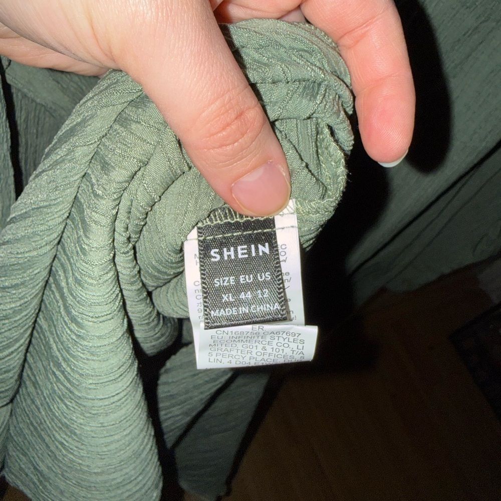 SHEIN Olive Textured Shirt Dress - Picture 7 of 8